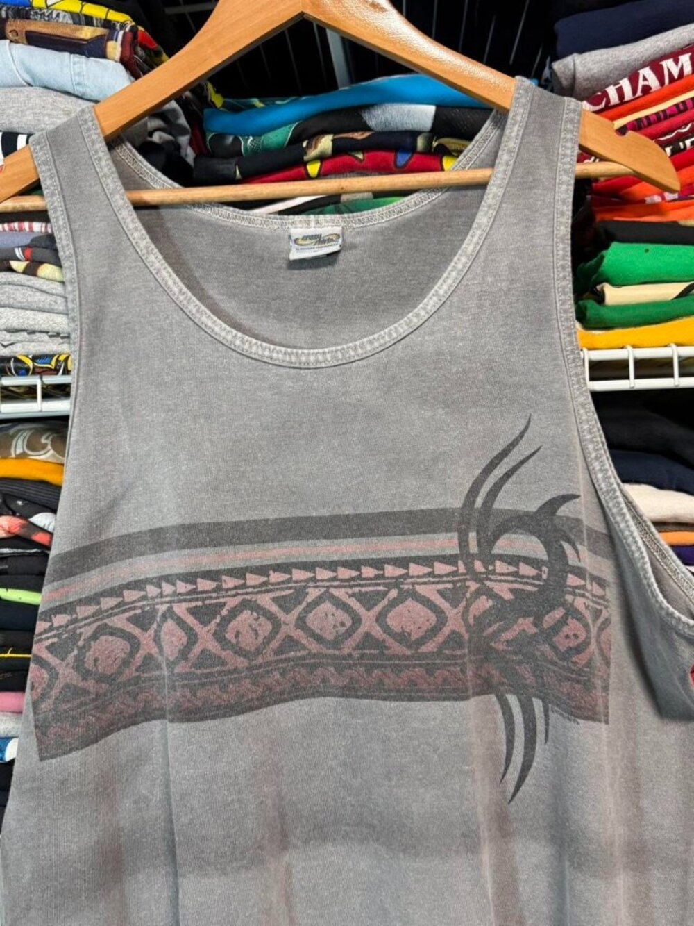 Crazy shirts Grey Crater Dyed tribal pattern tank top